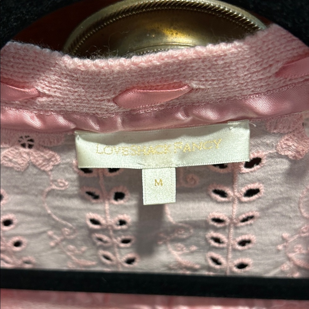 Pink Women's Eyelet-Collar Knit Cardigan - Picture 2 of 3